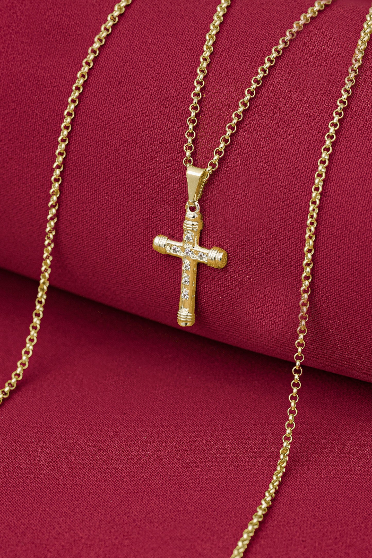 Cadena tejido aros 1.8 + Dije cruz circones