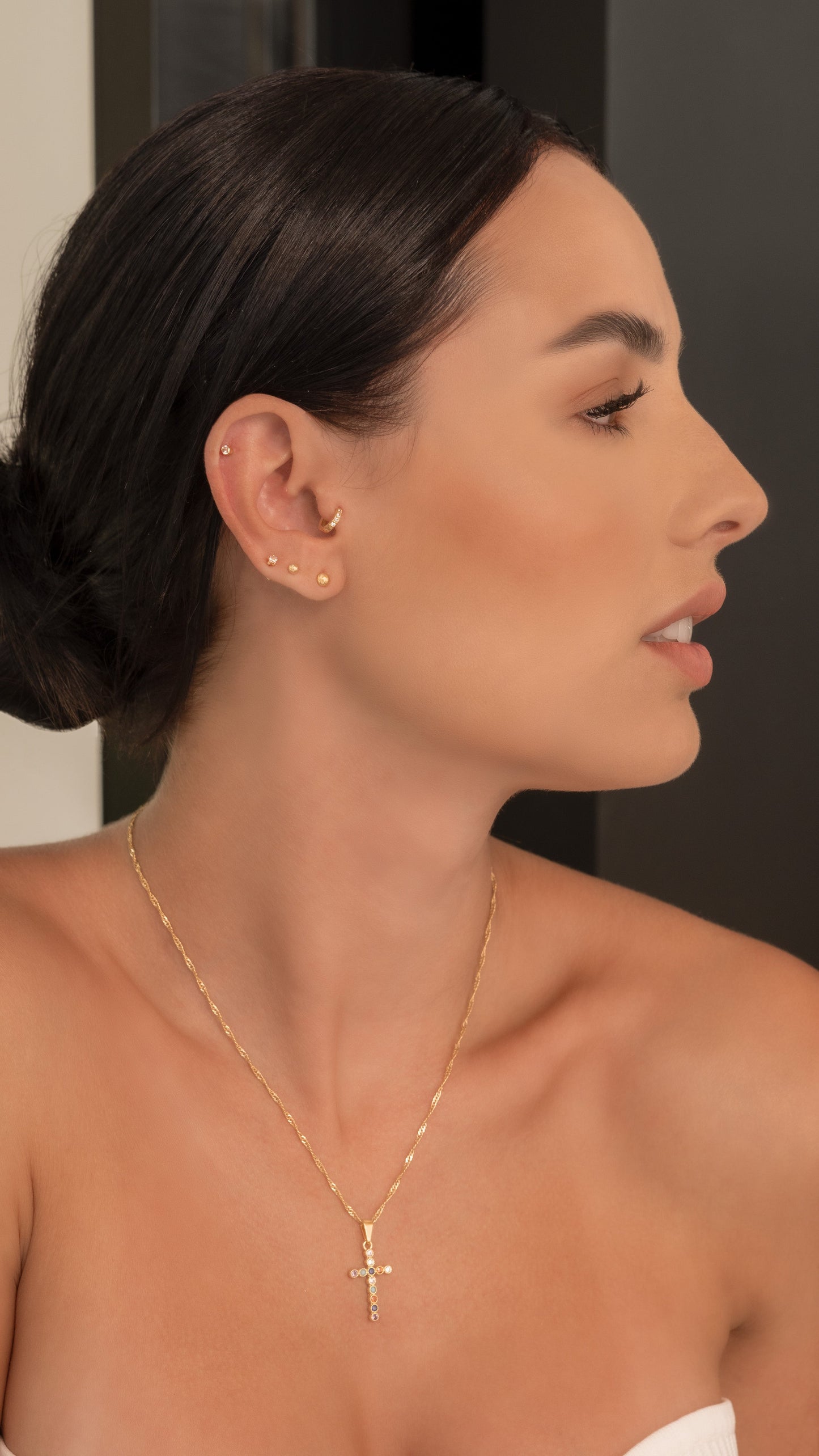 Cadena singapur 1.5mm (45cms) + Dije cruz Colors