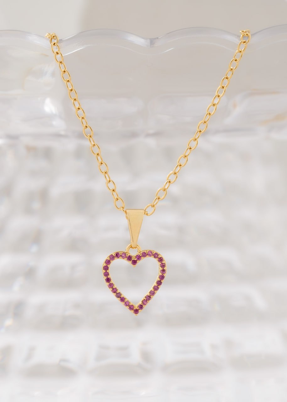 Cadena Aros 1.8 mm 45 Cms + Dije Amour fucsia