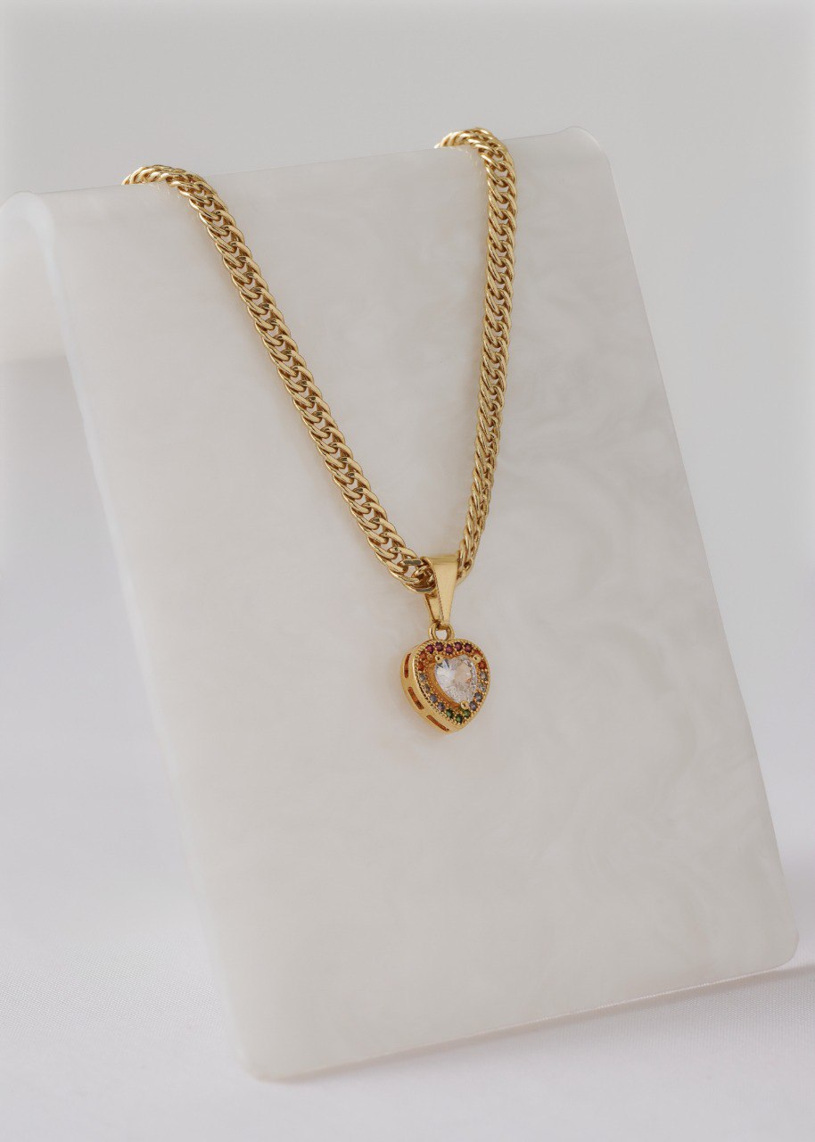 Cadena continua 3mm 45cm + Dije Rainbow Love