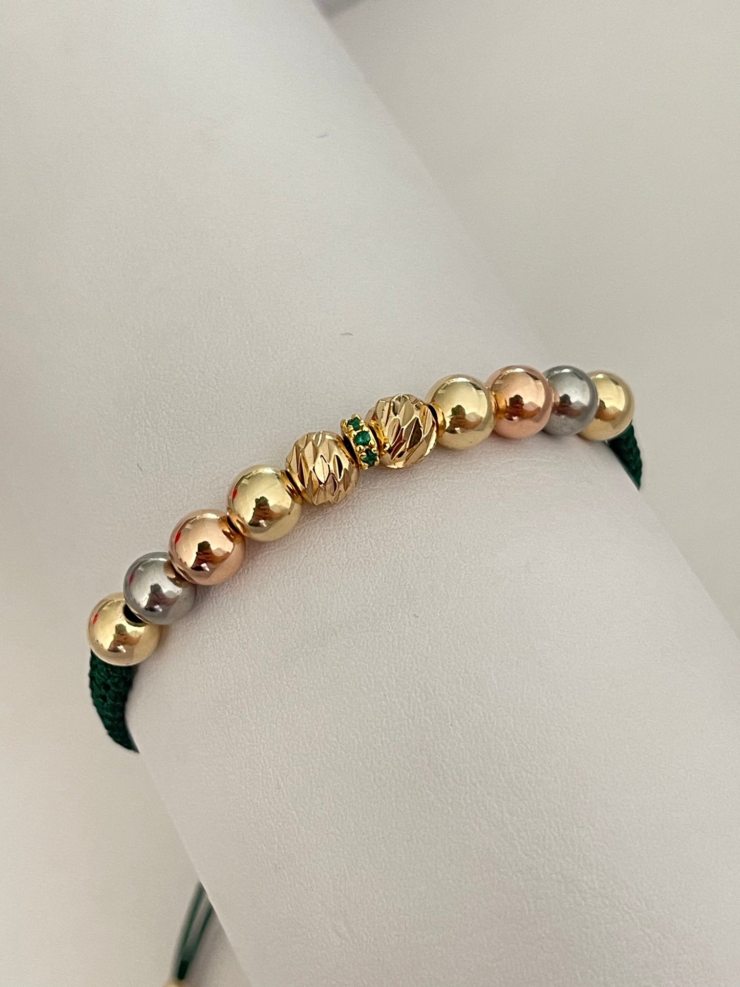 Pulsera 6 milímetros tres oros diamantada + rondel