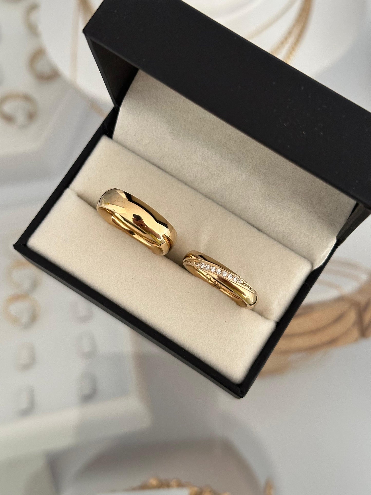 Anillo liso y anillo curve pareja matrimonio 👰♀️🤵♂️