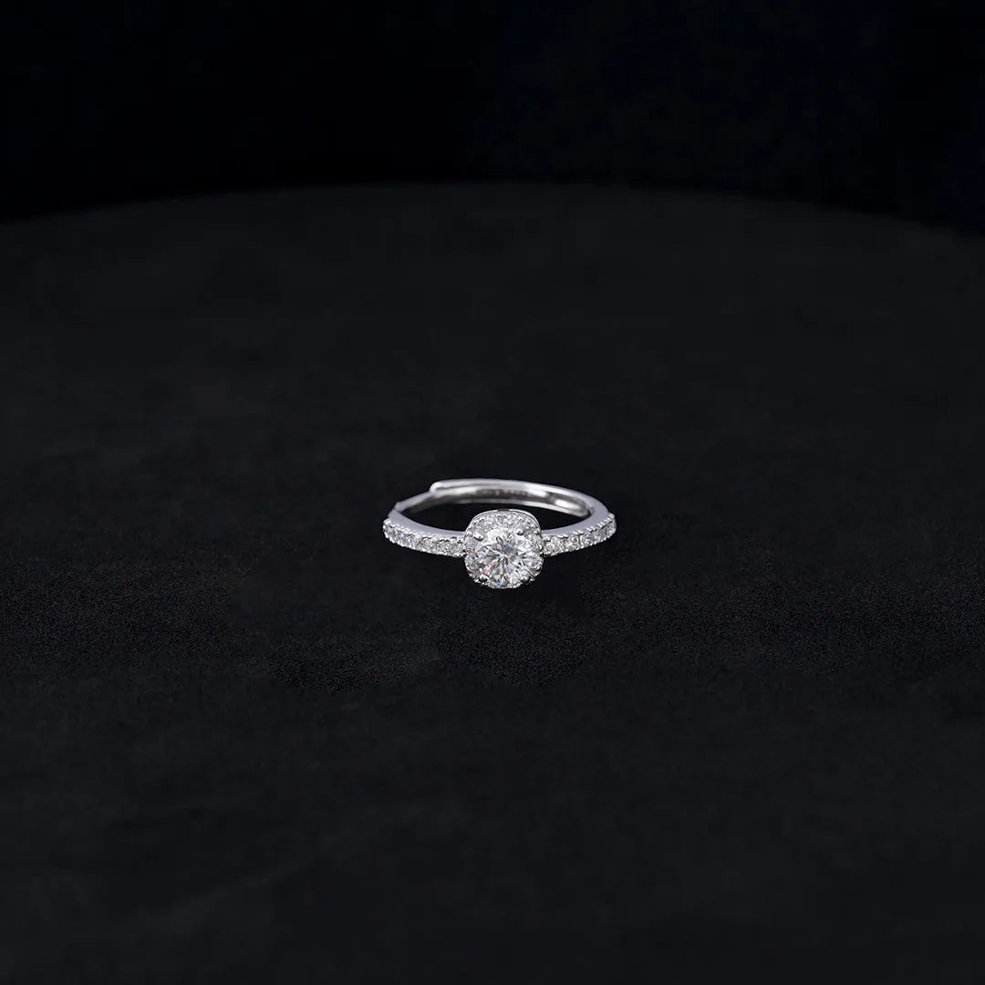 Anillo Solitario Moisanita Classic Ajustable Plata Ley 925