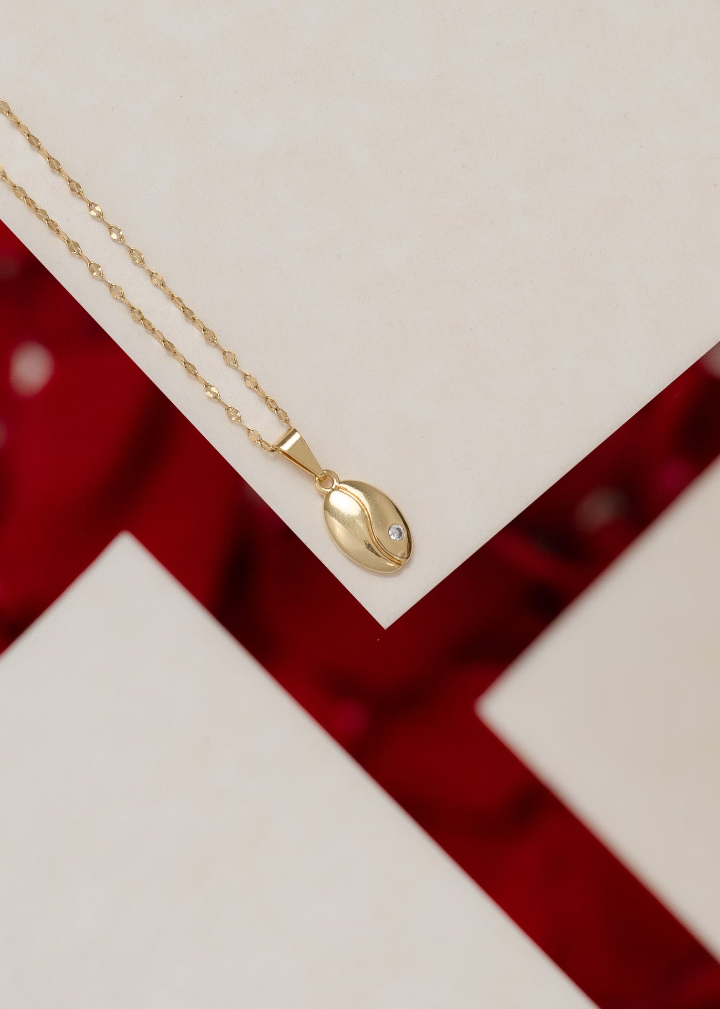 Cadena espejo mediana 45cm + Dije Grano de Cristal