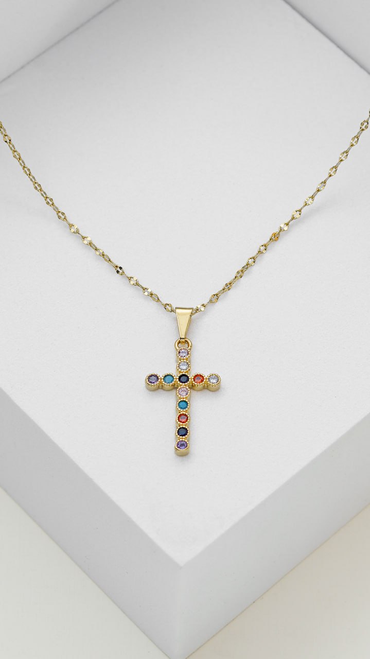 Cadena Espejo mediana ( 45cms ) + Dije Cruz Colors