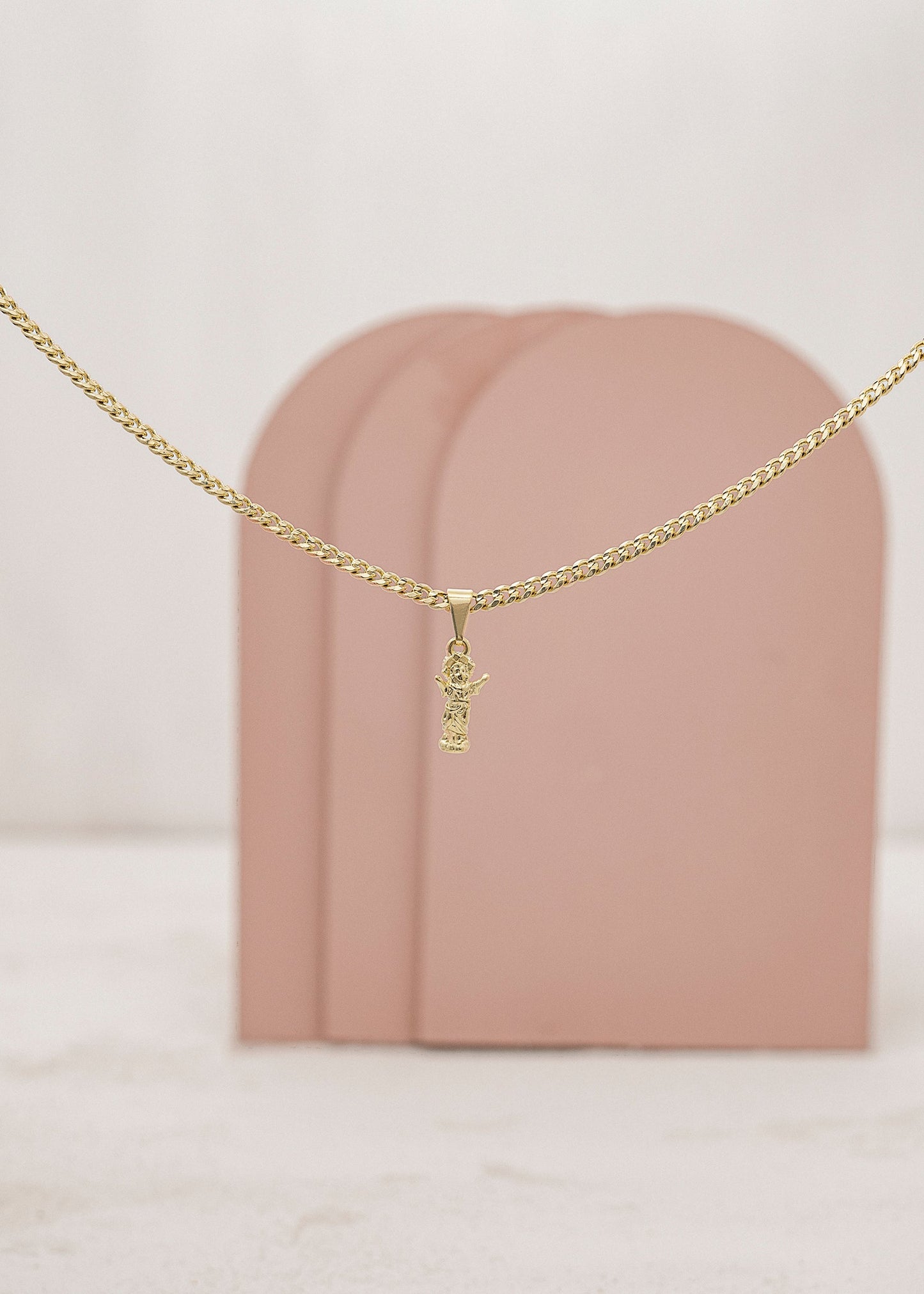 Cadena Cubana 3mm 45cms + Dije Divino Niño Silueta