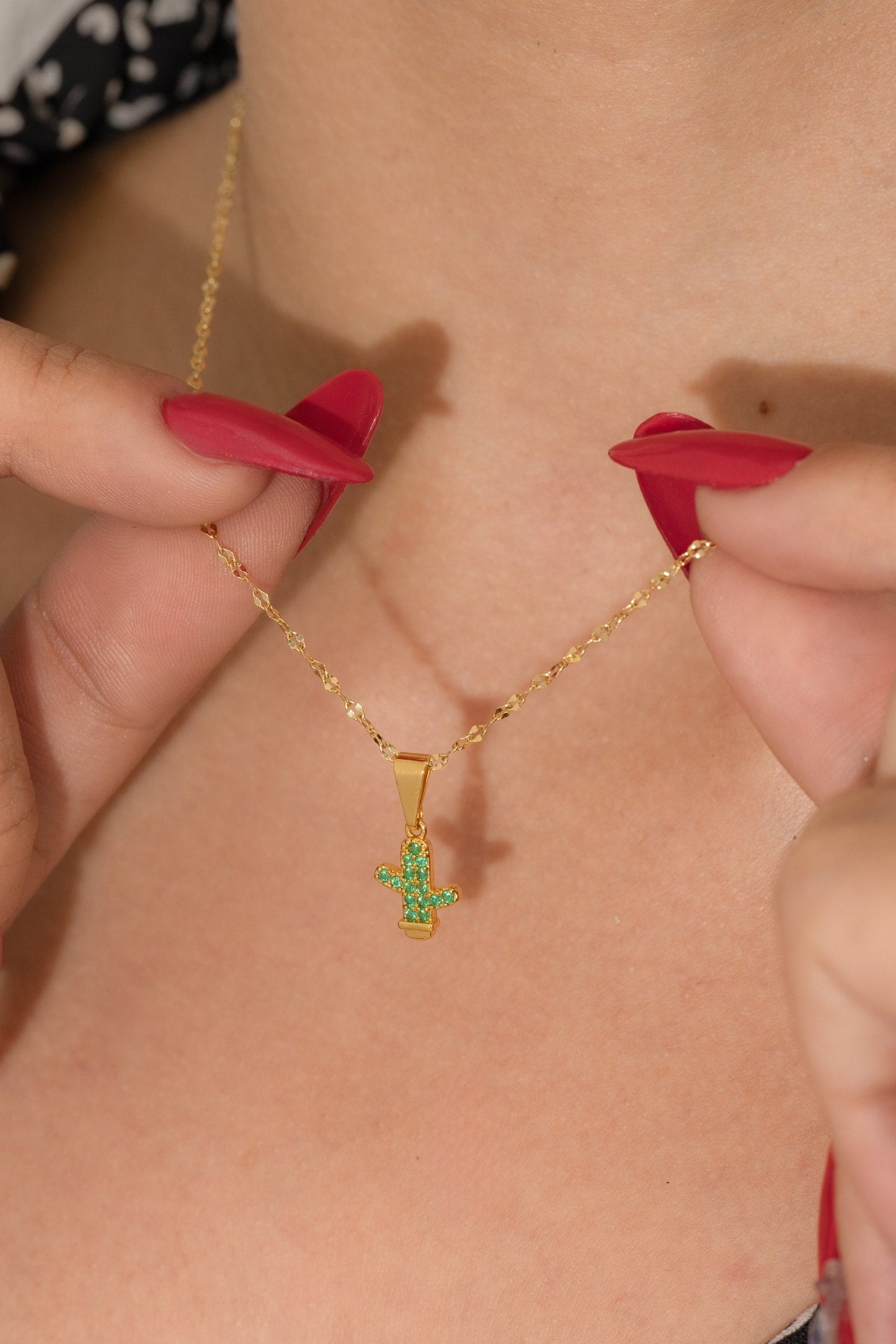 Cadena espejo mediana 45cm + dije cactus