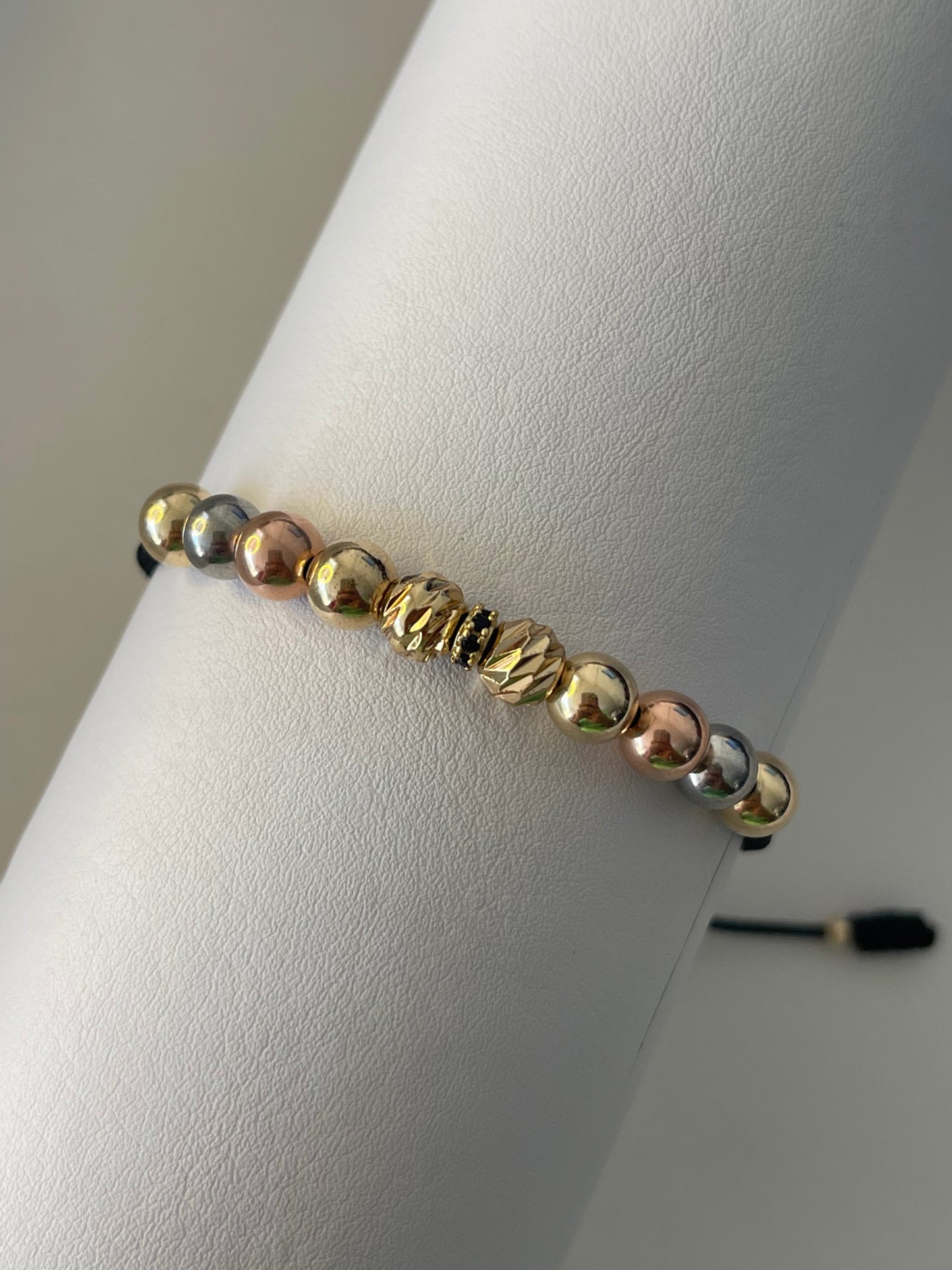 Pulsera 3 oros diamantada ✨ (6mm)
