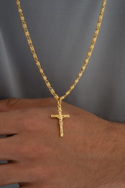 Cadena caracol gruesa 65cm + madero pequeño