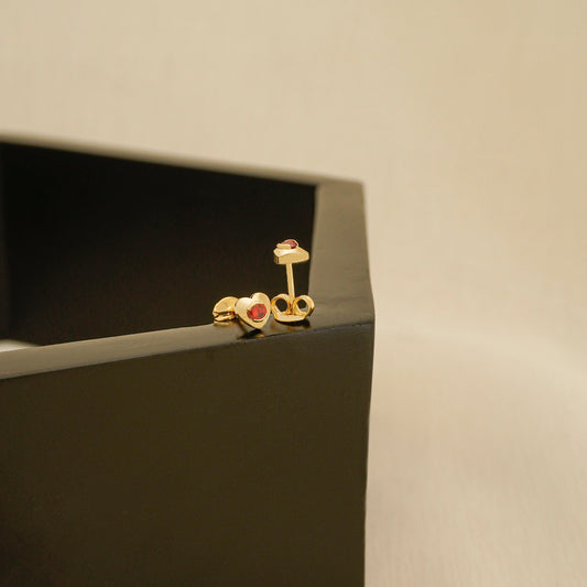 Topos Corazon Mini Circonia Rojo