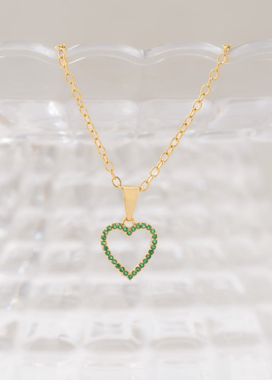 Cadena Aros 1.8 mm 45 Cms + Dije Amour Verde