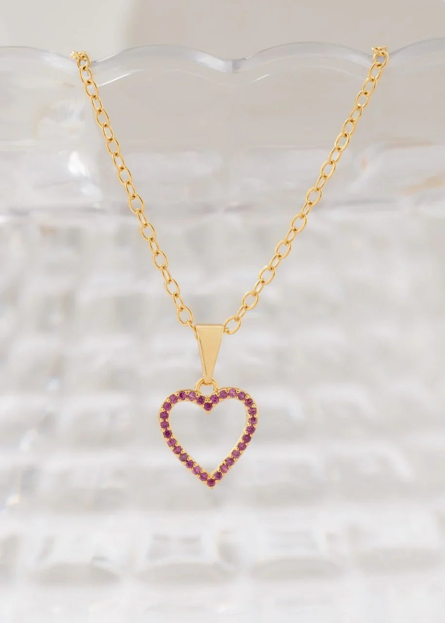 Cadena Aros 1.8 mm 45cms + Dije Amour Fucsia