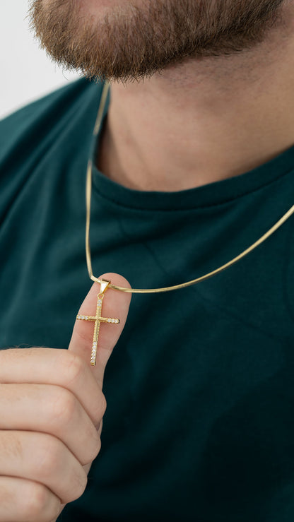 Cadena Serpiente (65 cm ) + Dije Cruz Spitze