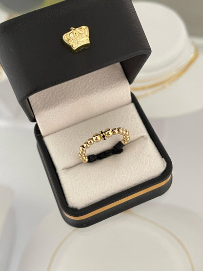 Anillo tejido Circon negro