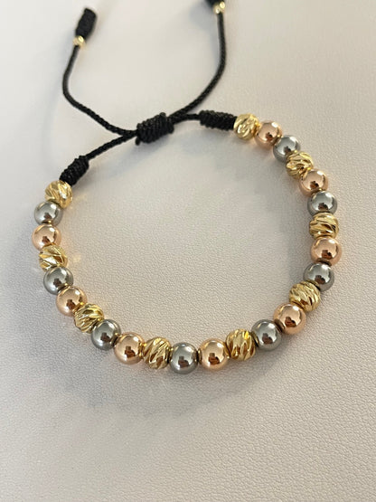 Pulsera 3 oros diamantada (6mm)