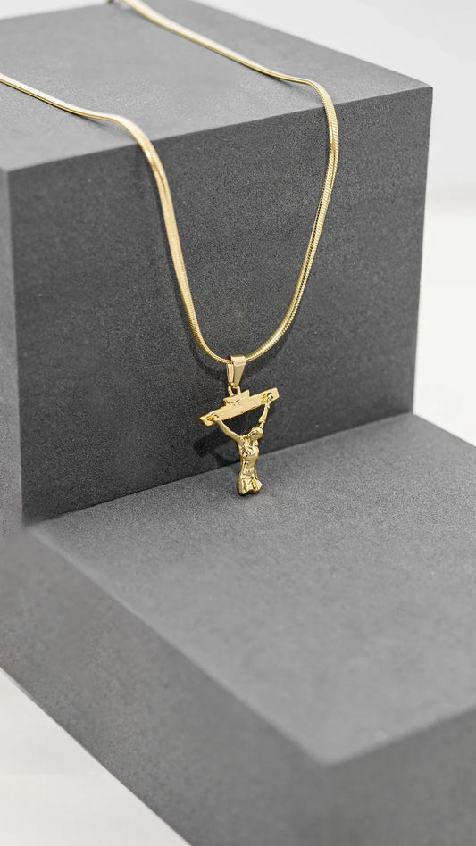 Cadena Serpiente 65 Cm + Dije Cristo Dali 2.3 Cms