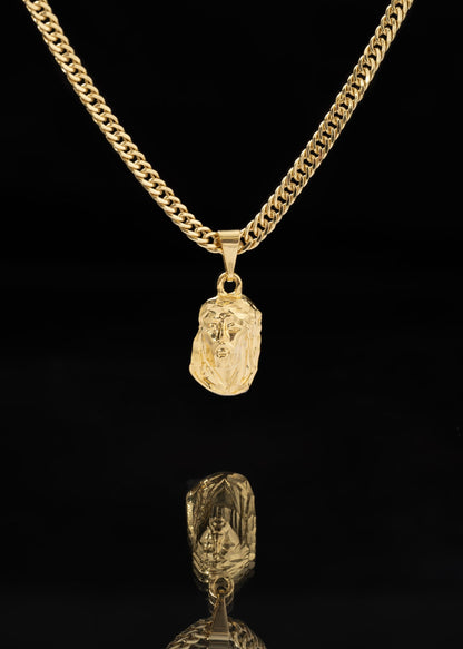 Cadena continua 3mm 45cm + dije rostros mediano tallado