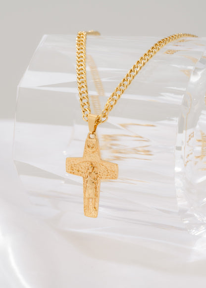 Cadena Continua 4mm (65cm) + Dije cruz buen pastor