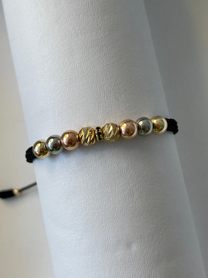 Pulsera 3 oros diamantada ✨ (6mm)