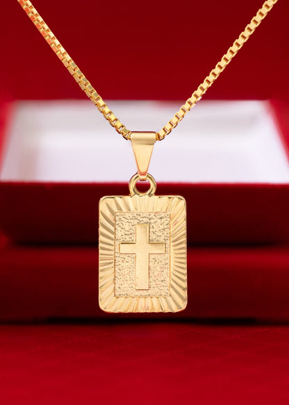 Cadena veneciana gruesa 65cms + dije placa almighty