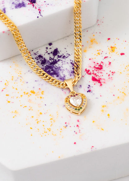 Cadena continua 3mm 45cm + Dije Rainbow Love