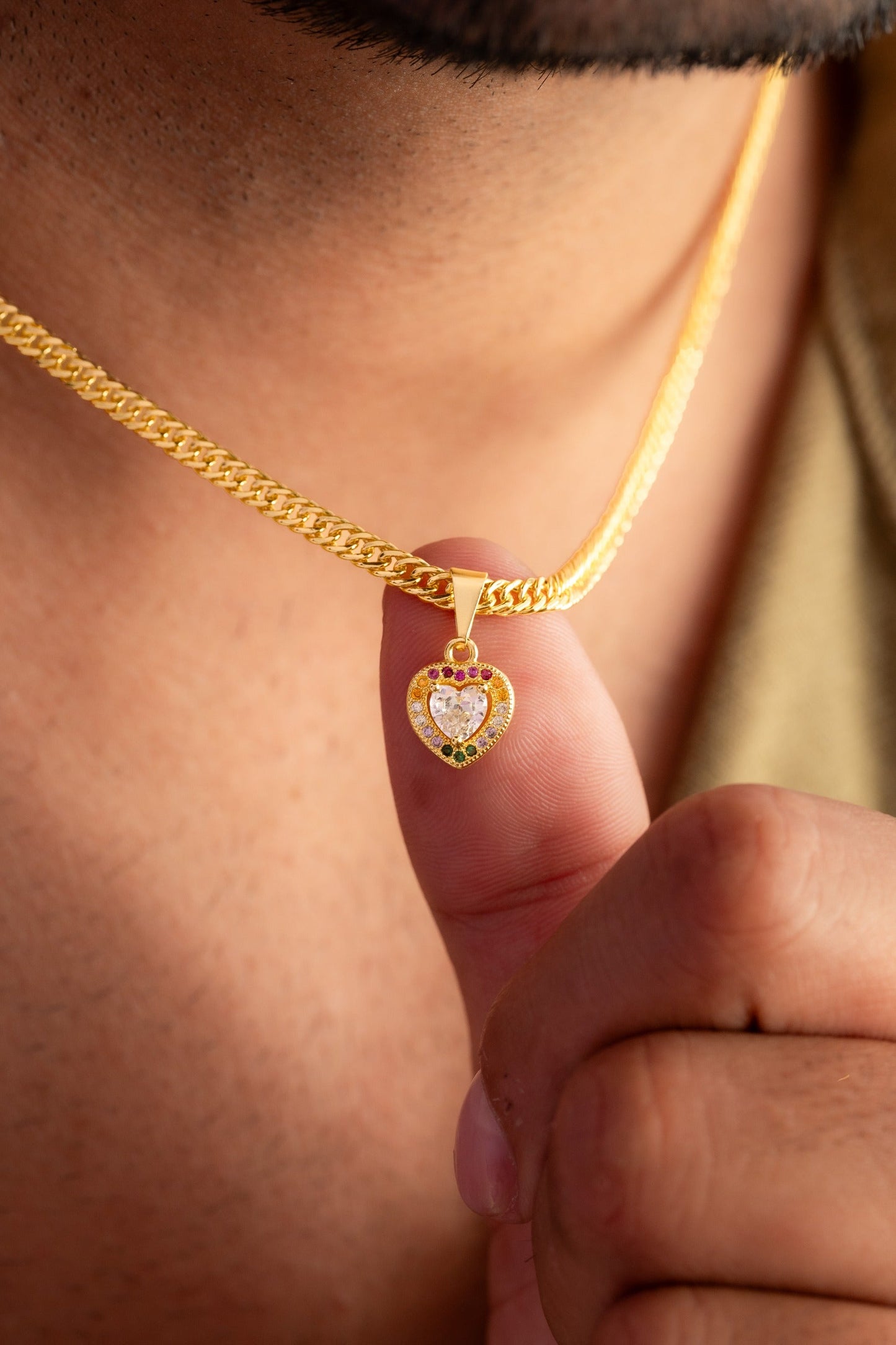 Cadena continua 3mm 45cm + Dije Rainbow Love