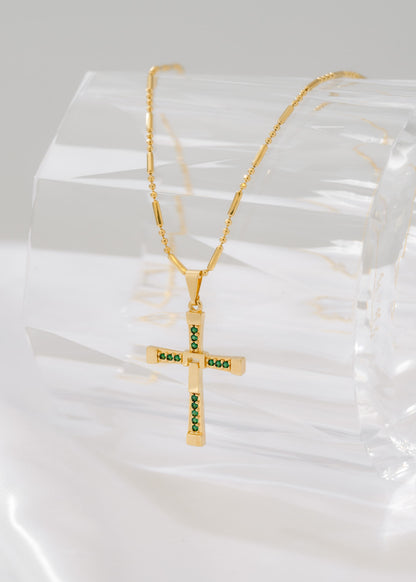 Cadena canutillo militar 65 Cms +dije Cruz toretto verde