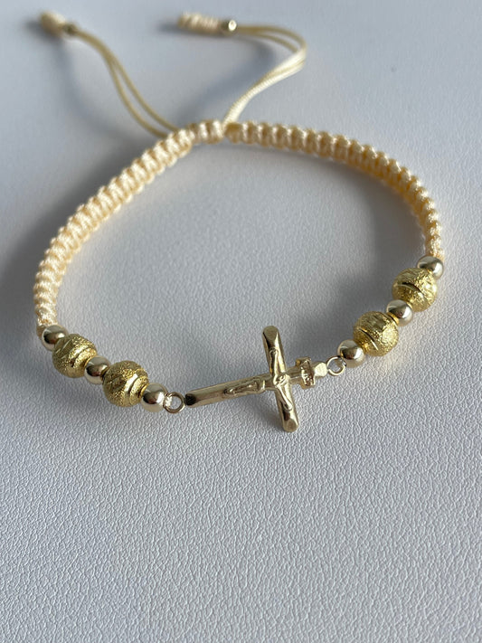 Pulsera Cruz diamantada (6mm,4mm)