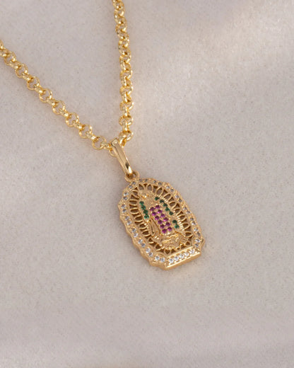 Cadena Aros 3mm 65Cms + Dije Madre Guadalupana