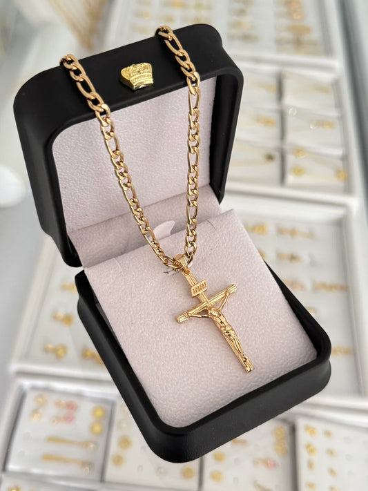 Cadena Cárter 4mm alta gama + Dije Cruz inri grande exclusive