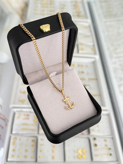 Cadena Cubana 2mm alta gama + dije ancla grande exclusive