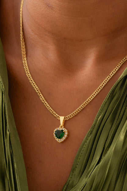 Cadena continua 3mm 45cm + Dije Green Heart