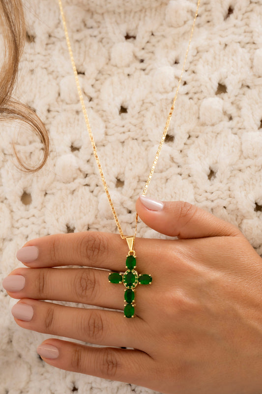 Cadena escalera delgada plana lisa 65cm + Dije Green Brightness