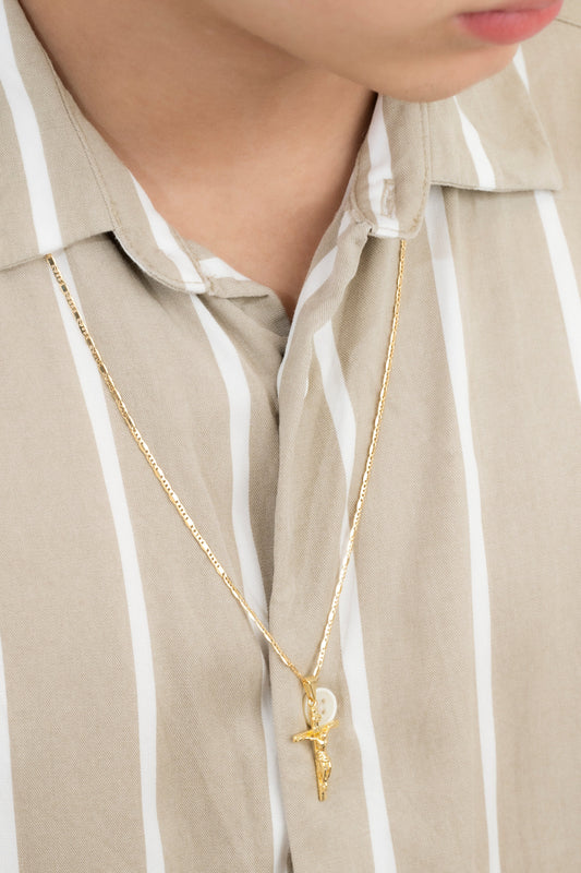 Cadena Escalera y Plana 65cms +  Dije Madero Pequeño