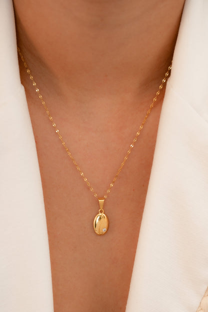 Cadena espejo mediana 45cm + Dije Grano de Cristal