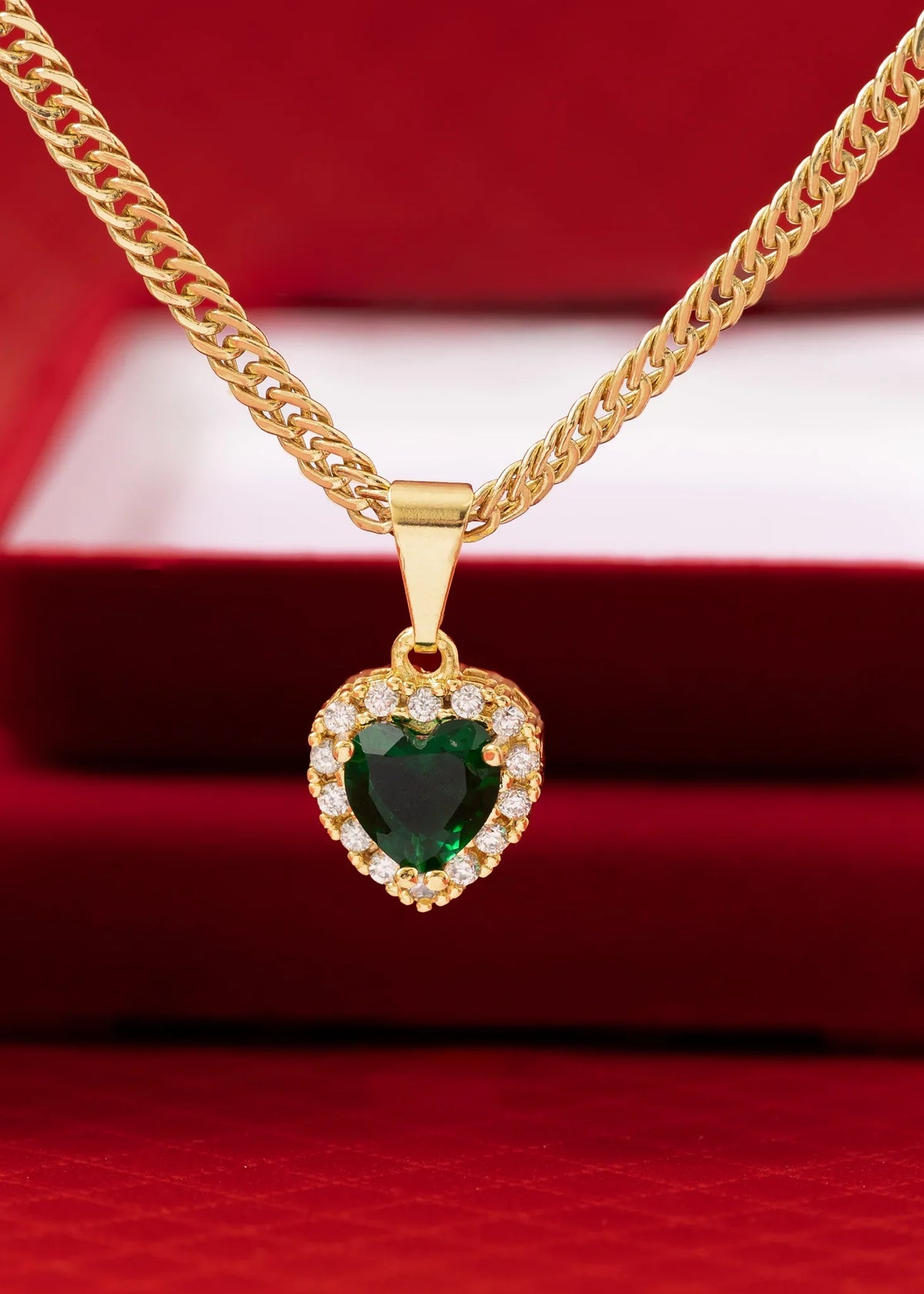 Cadena Continua 3mm 45cm + Dije Green Heart