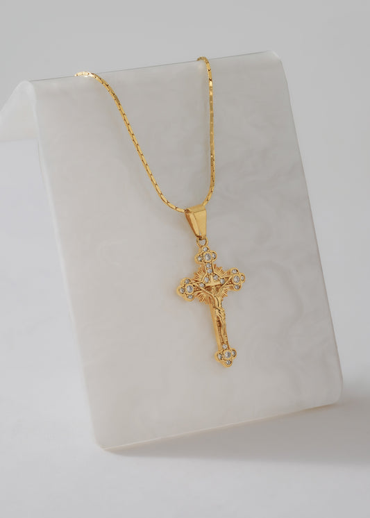 Cadena cordón cuadrado 1mm 65cm + Dije El Crucificado