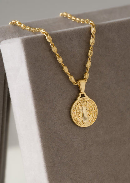 Cadena Caracol Gruesa (65cms) + Dije Medalla de San Benito