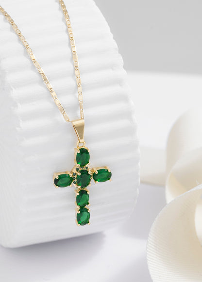 Cadena escalera delgada plana lisa 65cm + Dije Green Brightness