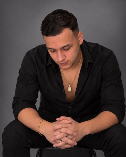 Cadena Tejido Chino Doble Carril 65 Cm + Dije Placa Almighty