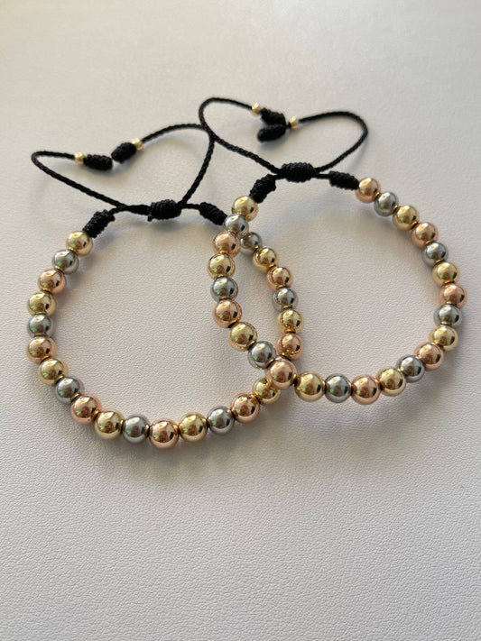 Pulsera Pareja 3 oros 6mm