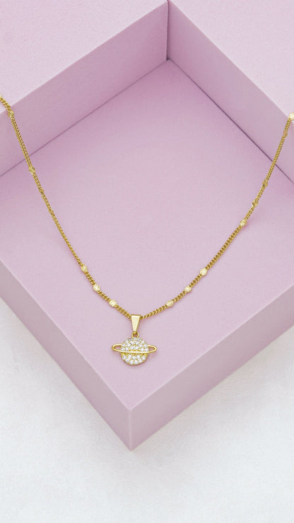 Cadena con Destellos ( 45cms ) + Dije Saturn Circonias