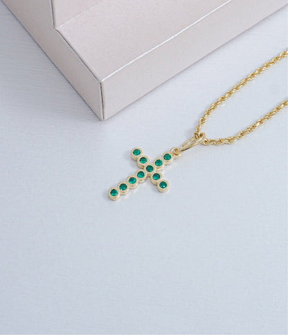 Dije Cruz mini swarovski verde