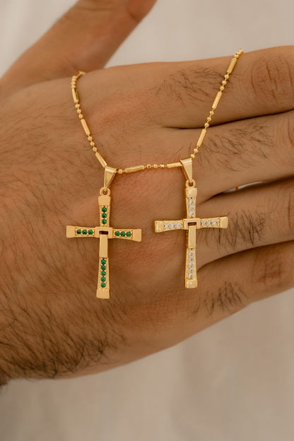 Cadena canutillo militar 65 Cms + dije cruz toretto cristal
